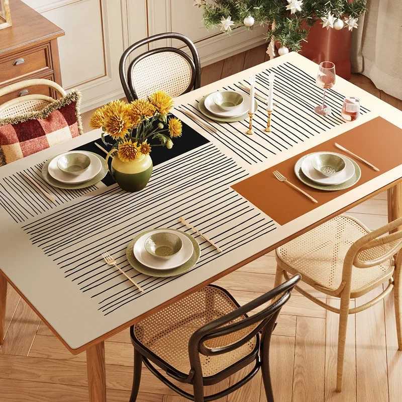 Cream Wind Table Mat Oil and Waterproof Anti-scald Table Mat Household Erasable and Non Washable Desktop Protective Pad C251122
