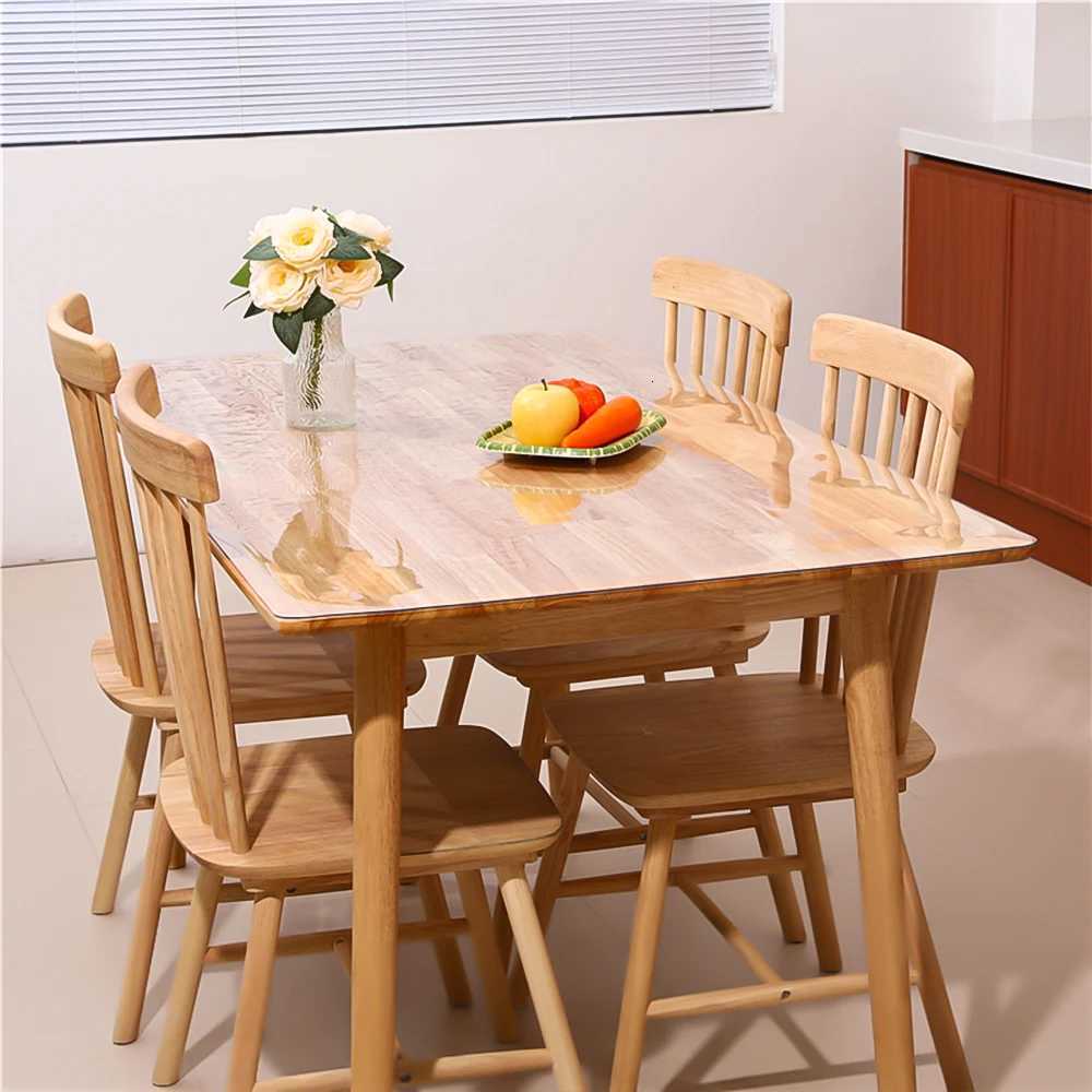 PVC transparent tablecloth with a thickness heat-resistant waterproof and oil resistant dining table mat 1pc C251122