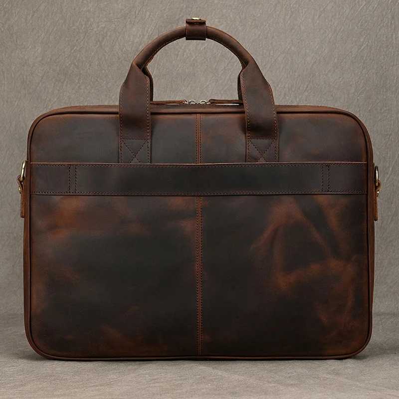 Mens briefcase leather laptop bag 14 15.6-inch PC doctor lawyer computer bag cowhide mens briefcase mens business bag Z250421