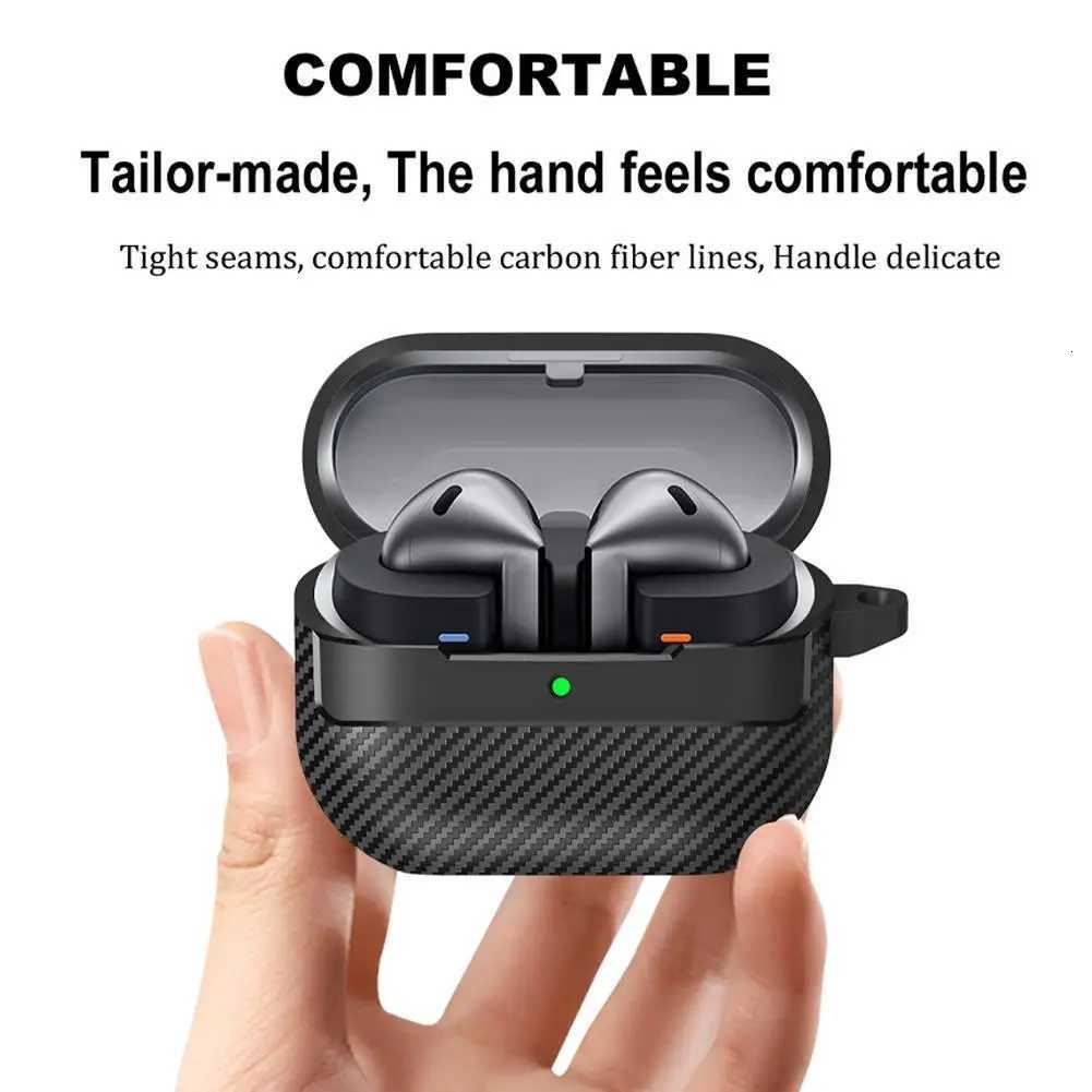 For Galaxy Buds 3 Pro Earphone Case With Climbing Buckle Cover Shockproof Dustproof TPU Carbon Fiber Texture Shell W251122