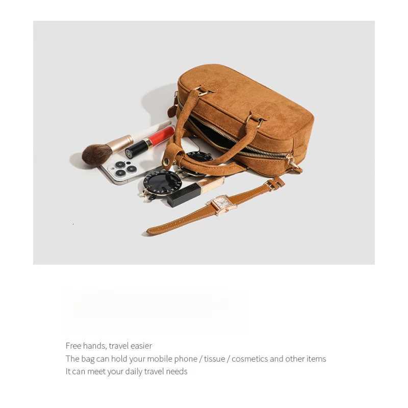 2025New Boston Bag for Women Faux Suede Crossbody Shoulder Bag Bowling Bag Casual Handbag for Women Shopping Trip Autumn andT251122