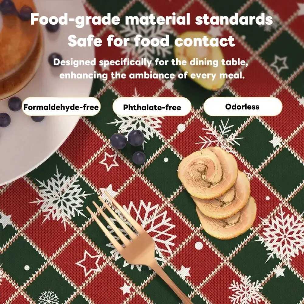 Christmas PVC Waterproof Tablecloth Snowman Xmas Tree Tablecloth for Table Decor Winter Snowflakes Kitchen Dining Table Cloth C251122