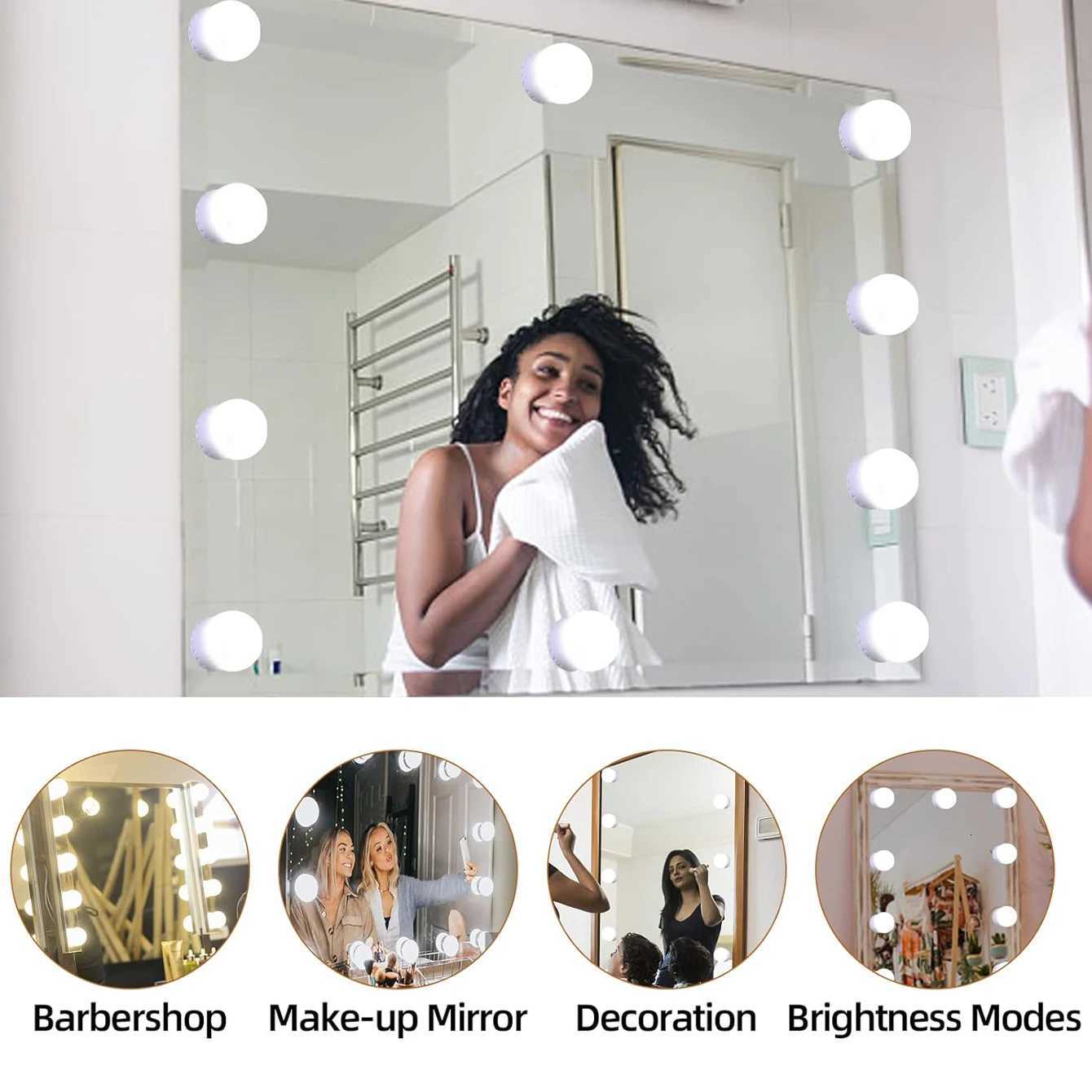 Versatile LED Makeup Mirror Lights Kit - 3-Color Mode Dimmable USB-Powered - Ideal for Bathroom Vanity Display Cabinet Bar M251122