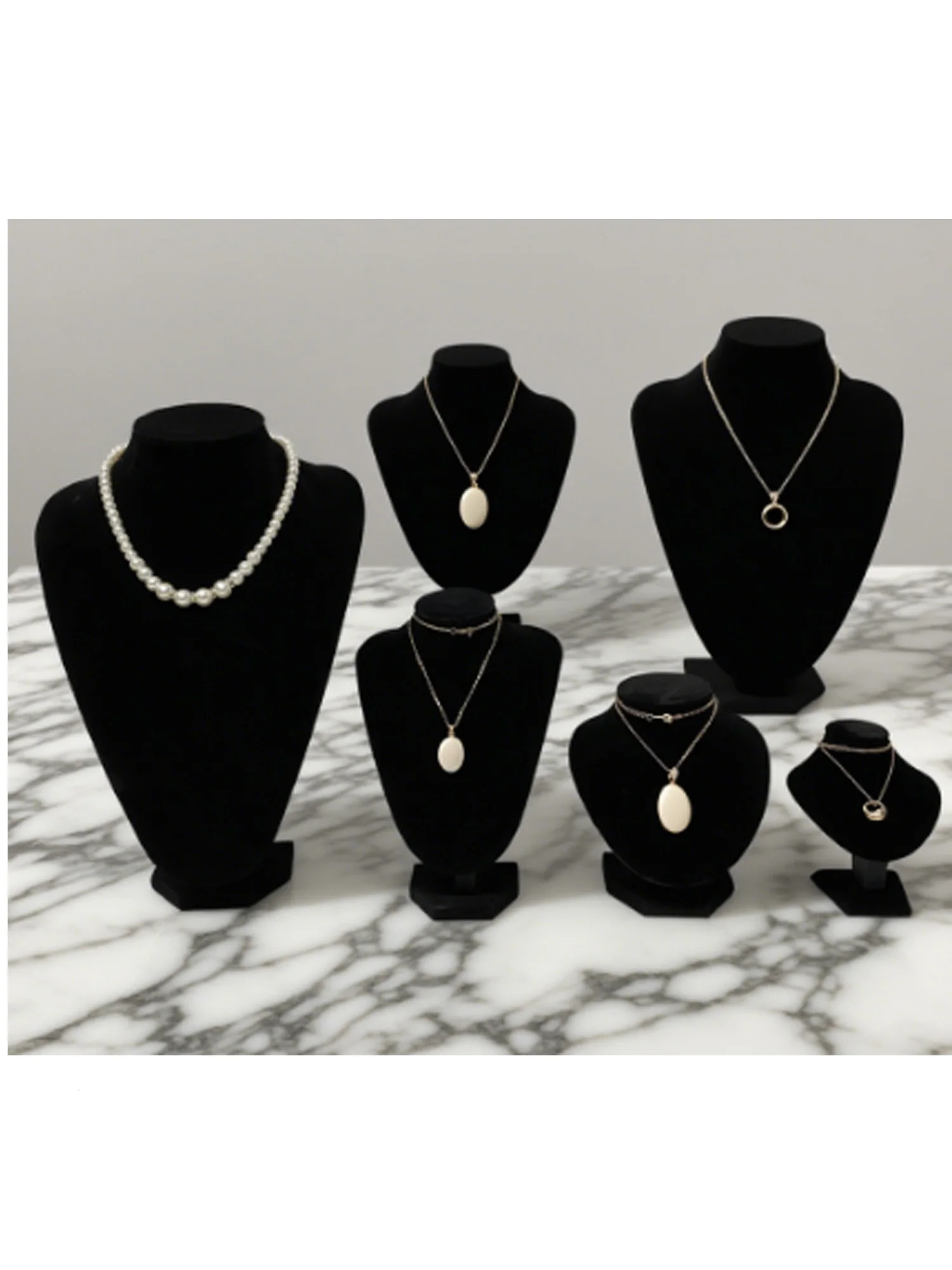 Black Velvet Jewelry Display Stand for Necklaces Pendants Earrings Ring Holder Mannequin Bust 251118