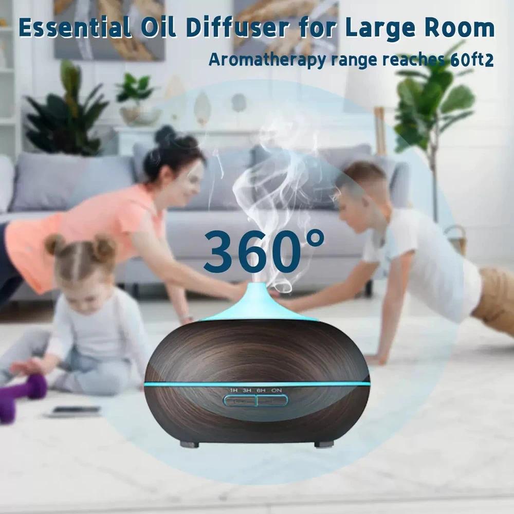 Aromatherapy Humidifier - Large 550ml Tank, Includes Multiple Timers & Automatic Safety Shutdown Functionality