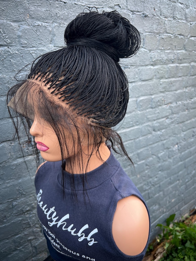 Black Lace Wig Glueless Micro Braid braided wig on 13x4 360 HD lace Frontal Wig Customizable Tiny Braid Wig For Black Women Glueless Braid Lace Front Wigs