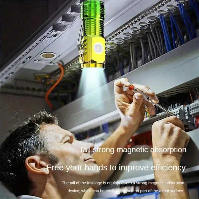 Mini 3 LED Flashlight Rechargeable Portable Torch Clip Powerful Waterproof Pocket Magnet Work Light For Camping Hiking Fishing C251122