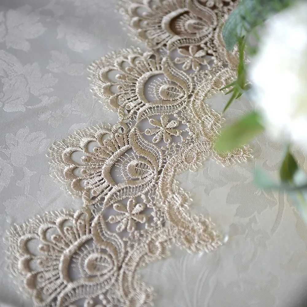 Oval Lace Tablecloth with Fall Antique Flower Design for Outdoor Farmhouse Rustic Kitchen and Birthday Parties C251122