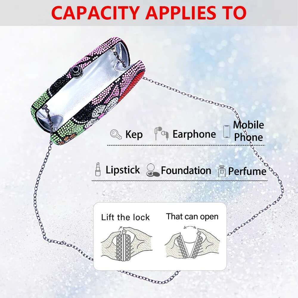 Italy's latest design elegant ladies wedding party dinner gift crystal multi-colored evening clutch b designer bag women bag