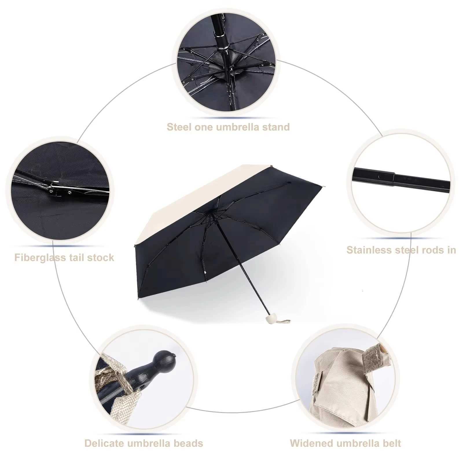 1PC Solid Color Capsule Umbrella - Small Portable Dual Use Sunshade And Rain Protection for WomenM251122