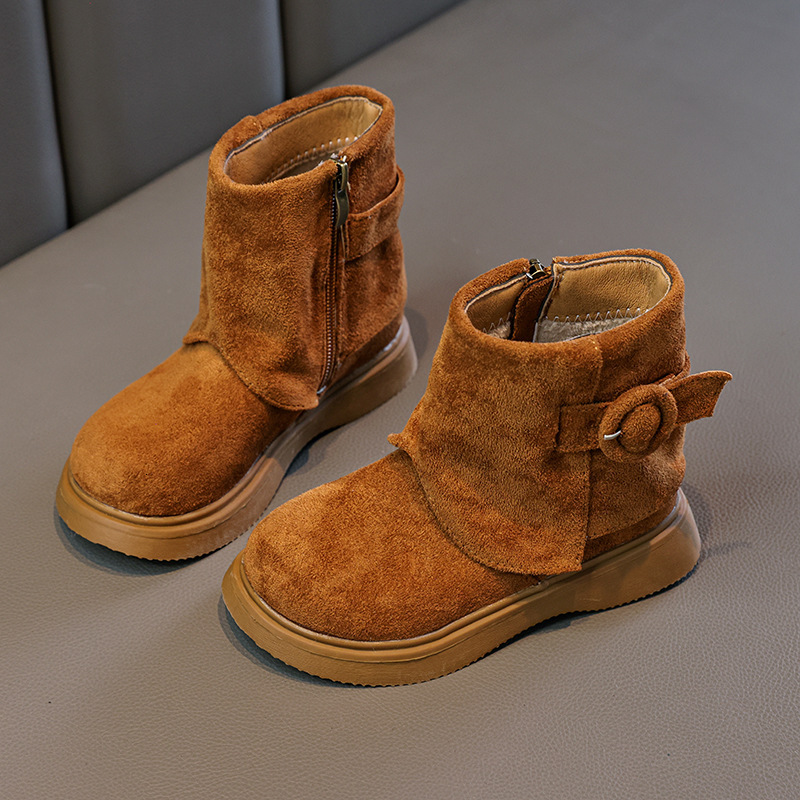 New designer shoes Autumn Winter New Suede Children s Ankle Boots Retro Fleece Lined Warm British Style Girls Fashion Martin Boots