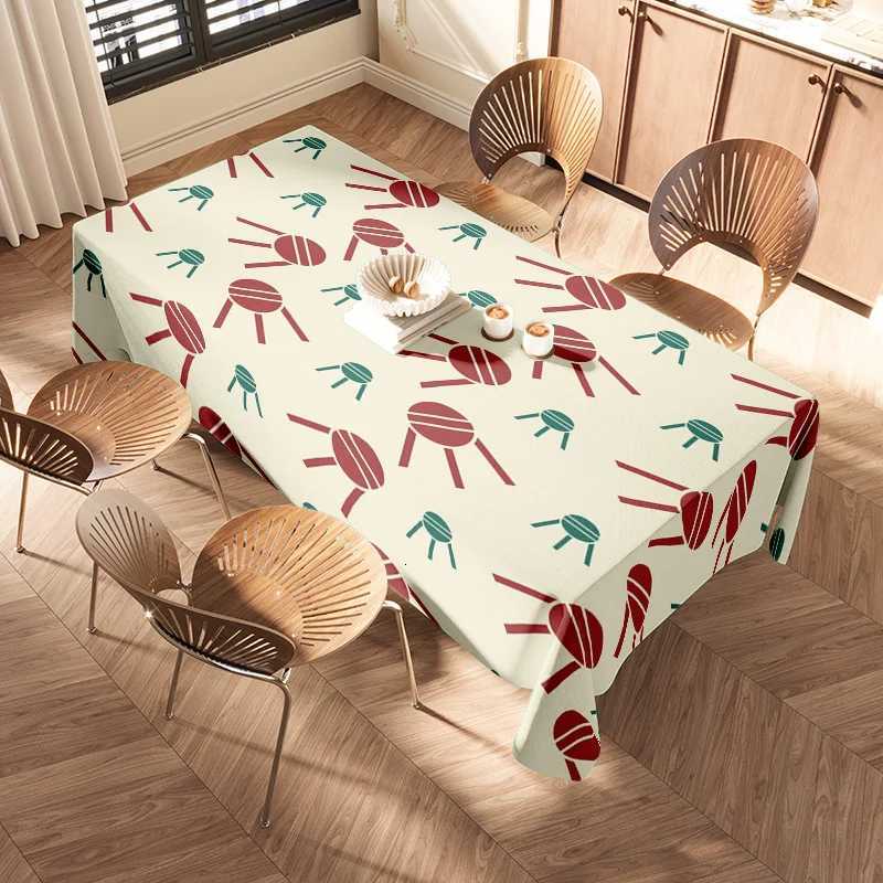 Modern Decorative Tablecloth Set for Dining Room Decoration Food Pattern White Table Cover with Chairs Cover for Kitchen Use C251122