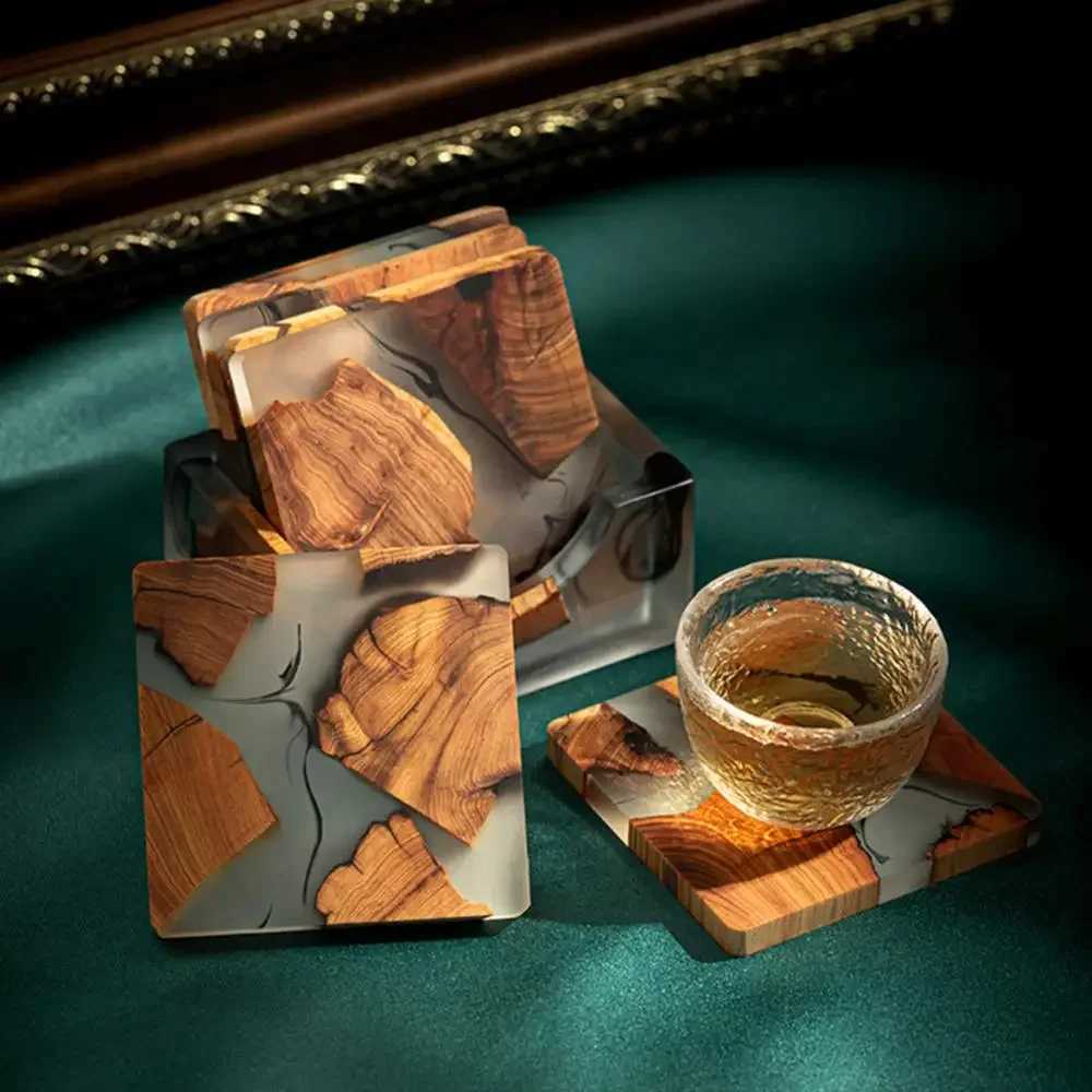 Wooden Tea Coaster Home Resin Insulation Simple Cup Holder Kitchen Glass Cup Holder Heat Insulation Anti-scalding Cup Holder C251122