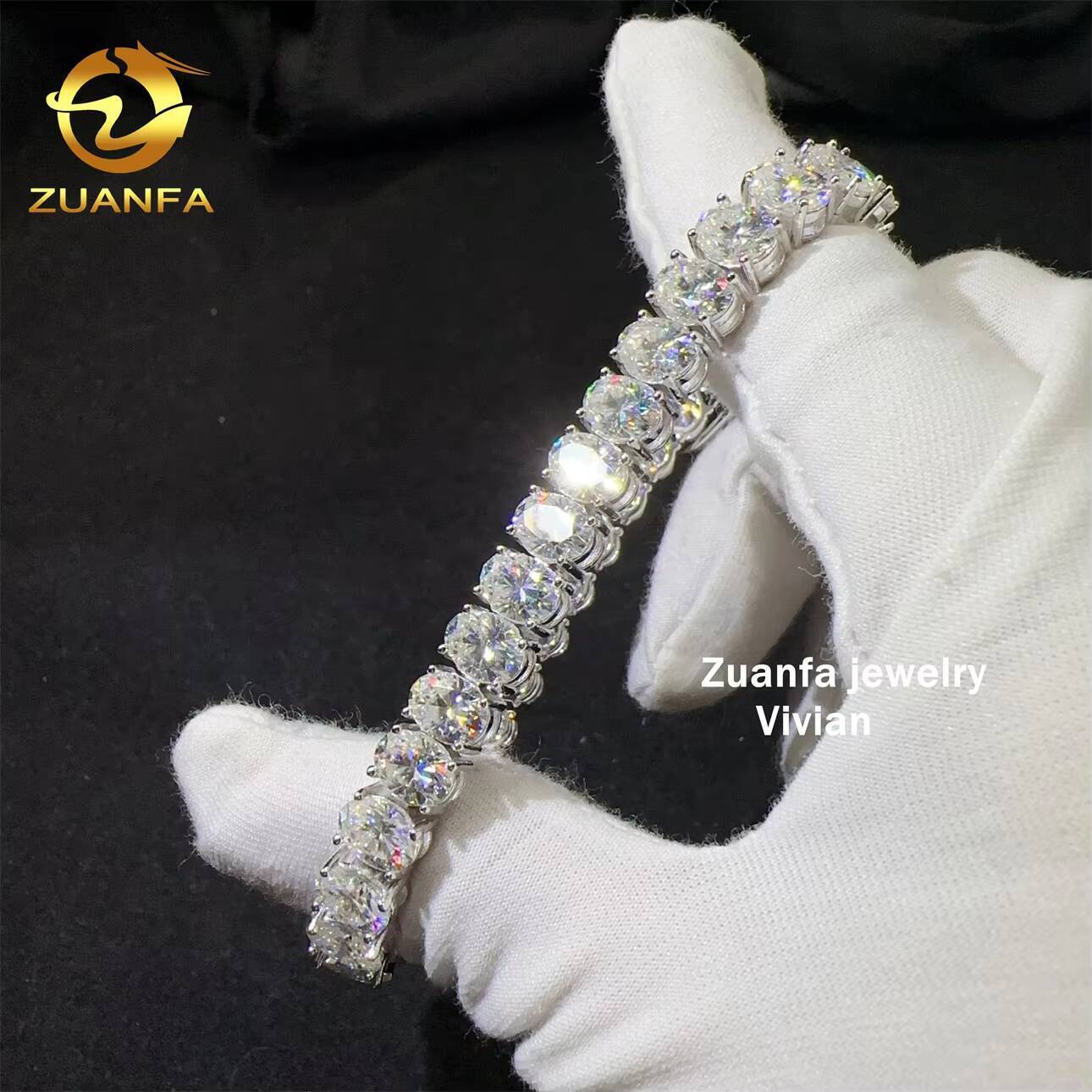 Hip Hop Jewelry Iced Out 7mm VVS Moissanite Diamond 925 Sterling Silver GRA Certified Tennis Chain Bracelet