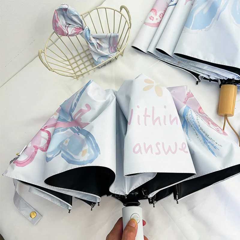 Butterfly Pattern Umbrella for Both Rain and Sun Protection UV Resistant Automatic Sunshade Compact and Portable SunshadeM251122