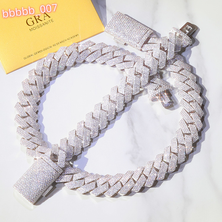 RTS Cuban Chain S925 Sterling Silver White Gold Plated 4rows 20mm Cuban Link Heavy Necklace Vvs trend Hip Hop Chain or