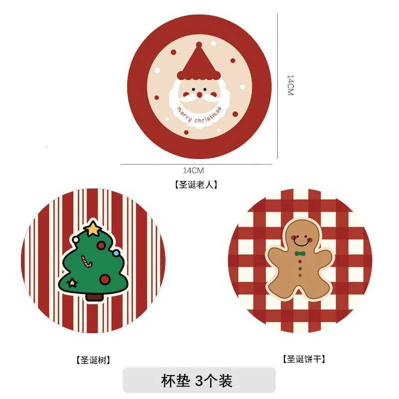 3-piece Set of Christmas Style Circular Coasters Christmas Desktop Decoration Teacup Pads Light Luxury Circular Anti Slip Pads C251122