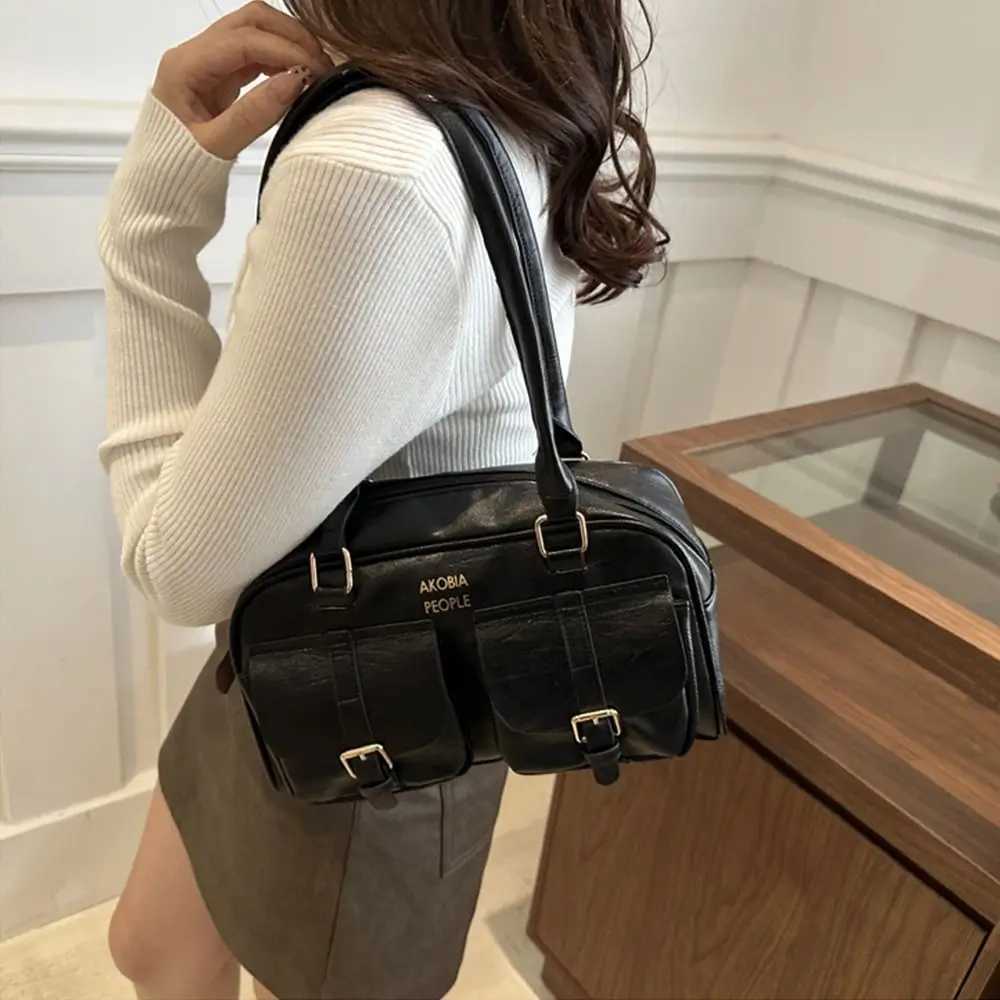 Retro Solid Color Crossbody Bags Luxury Design High-capacity Satchel Hobo Bag PU Underarm Bag for WomenT251122