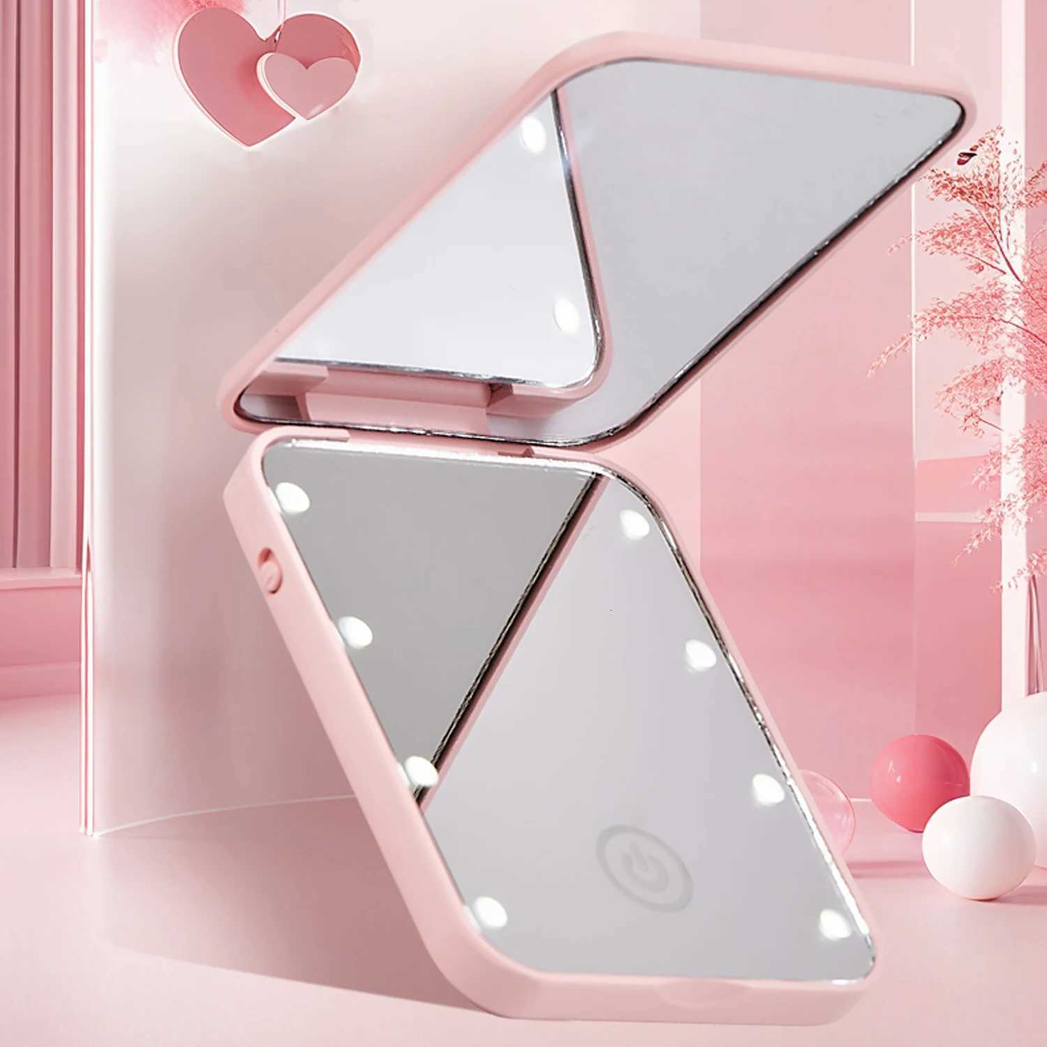 LED makeup mirror Compact Small Folding makeup mirror Portable travel makeup mirror Exquisite Womens Gift M251122
