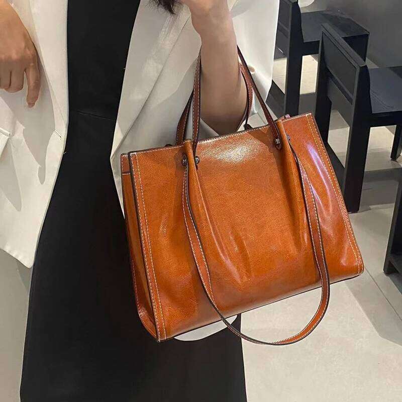 Toptrends Cowhide Genuine Leather Large Tote Shoulder Bags For Women 2025 Luxury Designer Shopper Office Work Ladies Handbags