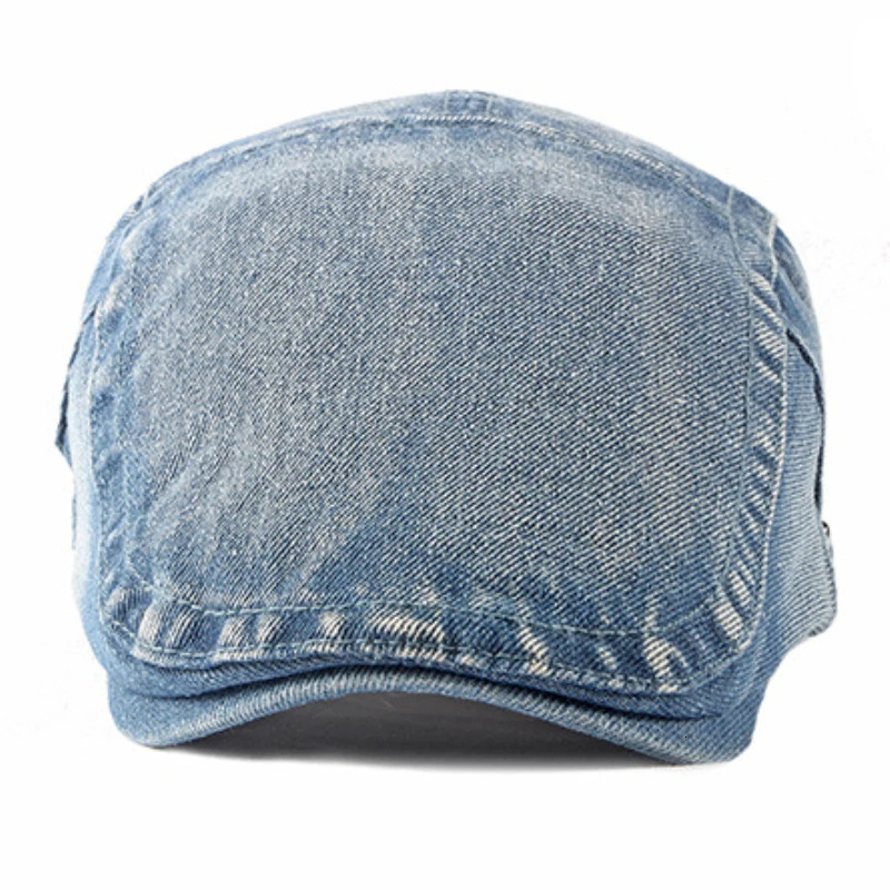 HT3301 Spring Autumn Mens Beret Retro Denim Beret Artist Beret Adjustable Flat Hat Mens Beret 250420