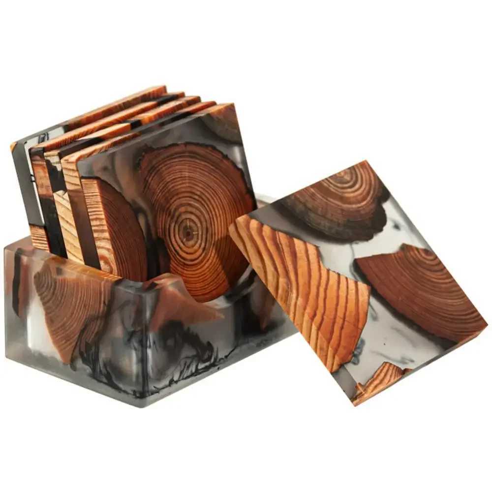 Wooden Tea Coaster Home Resin Insulation Simple Cup Holder Kitchen Glass Cup Holder Heat Insulation Anti-scalding Cup Holder C251122