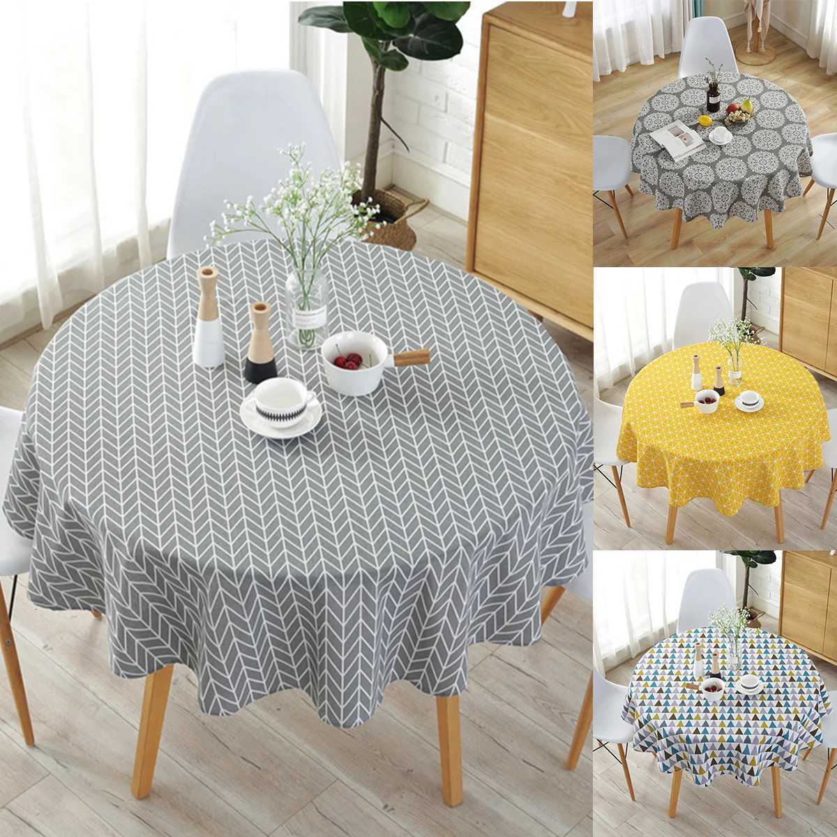 Round Table Cloth 47/59/39inch Dinner Decorative Table Cover Wedding Hotel Birthday Table Cover for Holiday Home Christmas Party C251122