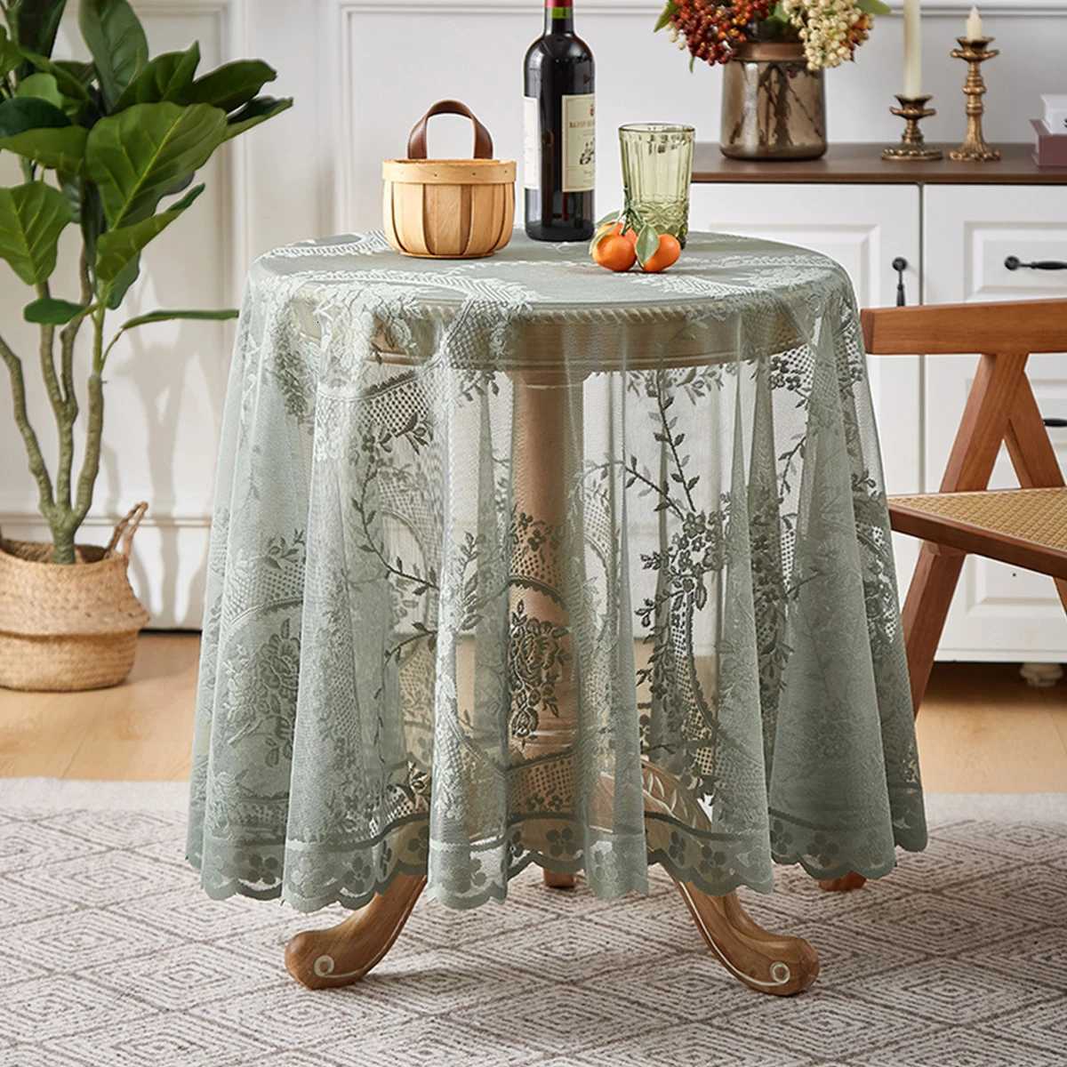 Green Lace Round Elegant Tablecloth Birthday Party Decoration Adult Lace Tablecloth Wedding Birthday Baby Shower Party Supplies C251122