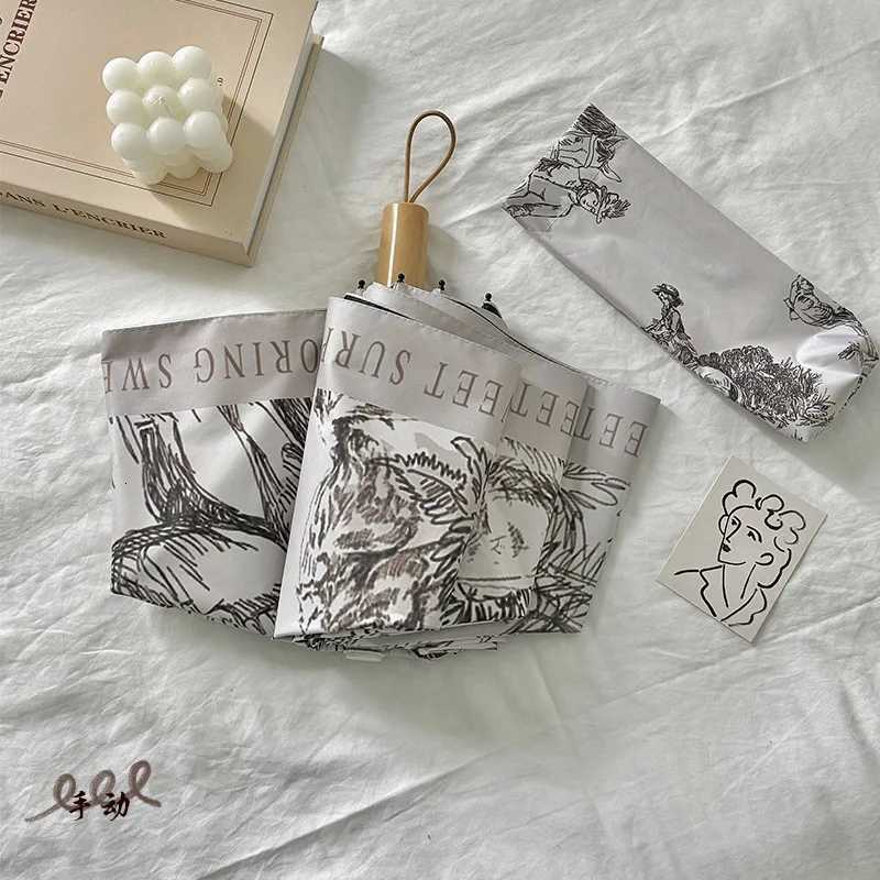 French Style Retro Folding Umbrella for Rural Areas UV Resistant Sun Shading and Rain Resistant Dual-purpose UmbrellaM251122