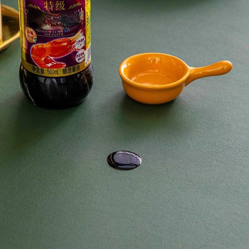 Customize Reversible Leather Tablecloth Solid Color Waterproof Oil-proof Coffee Table Mat Rectangular PU Tablecloth Table Cover C251122