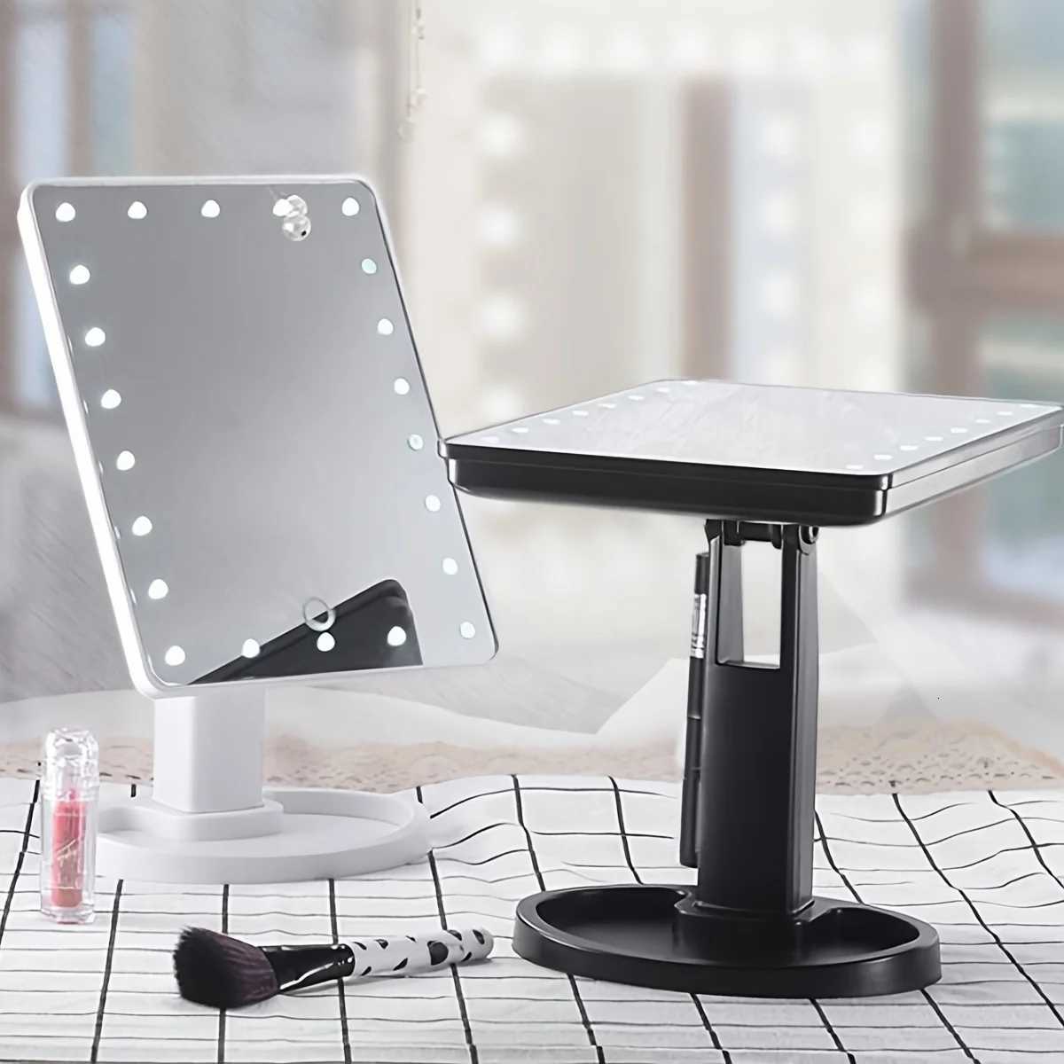 1PC Touchscreen Makeup Mirror - Adjustable Desk Vanity Mirror with LED Lights for Perfect Makeup Application M251122