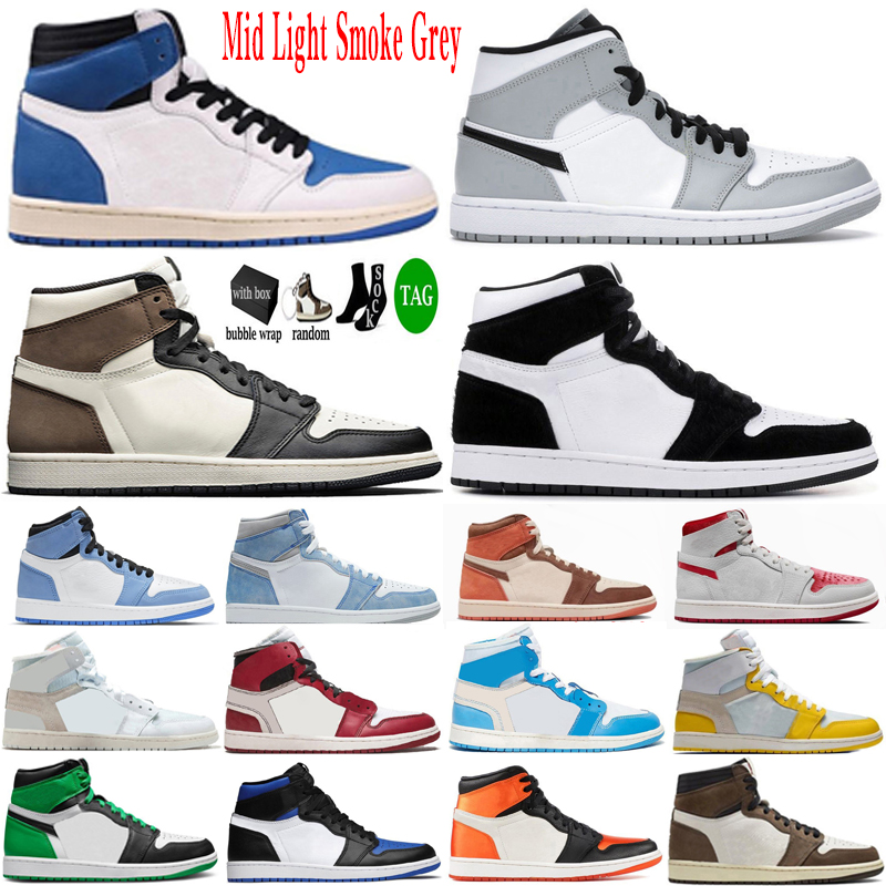 2025 With Box Mens Basketball Shoes Mid Light Smoke Grey Denim University Blue Stage Haze Unc Lost Found Starfish Bred Patent Fearless Designer Sneakers Trainer