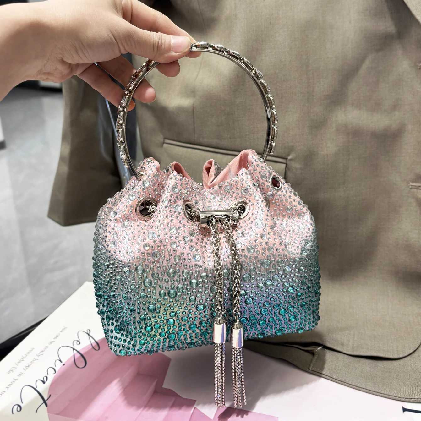 Handle Rhinestones Evening clutch Bag Purses and handbag luxury Designer shoulder bag Shiny Crystal Clutch purse bucket bag K251121