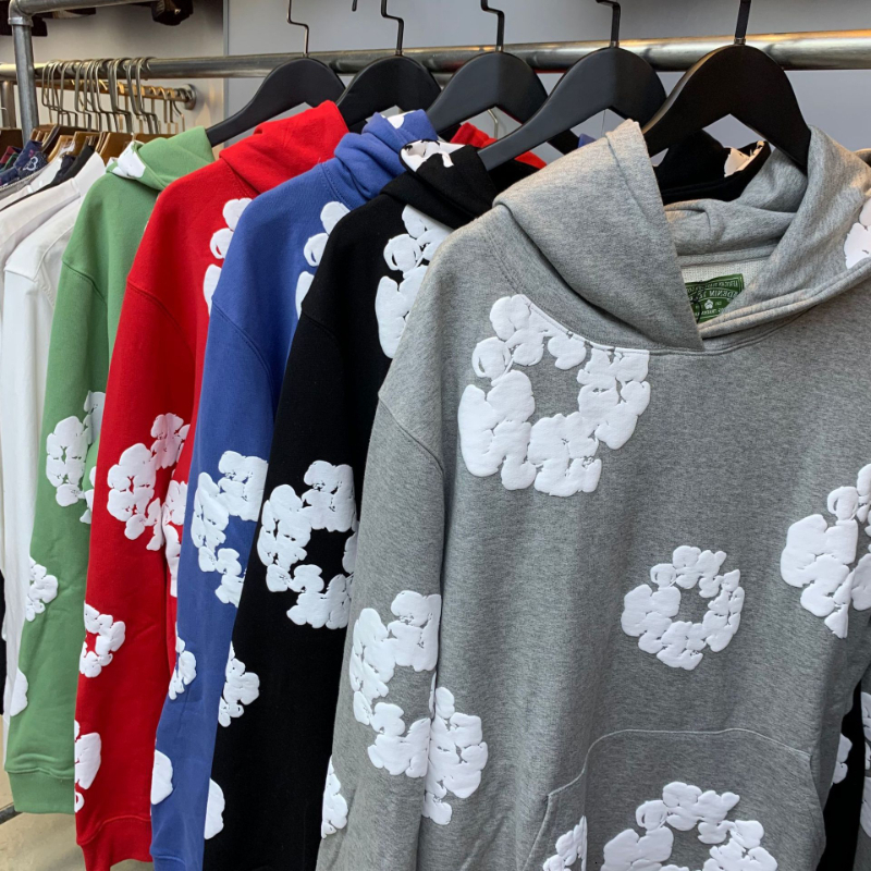 Denim Hoodie Mens Designer Tearhoodiely Hip Hop Vintage Style Sweatshirt Cotton Wreath Kapok Graffiti Foam Graphic Hoodies Womens Demin Ters Hoody Pullover Ca3 32d