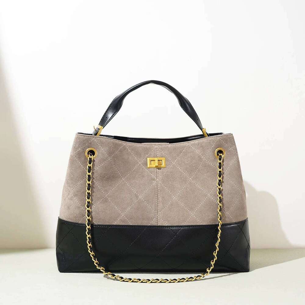 2025 New Brown Suede Crossbody for Women Vintage Chunky Chain Shoulder Bag Retro Chic Messenger Purse Office Commute Handbag