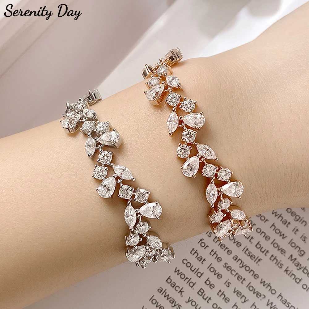 Serenity Pear/Marquise All Moissanite Tennis Bracelet for Women Gift Solid s925 Silver Sparkling Lab Diamond Hand Chain Jewelry J251122