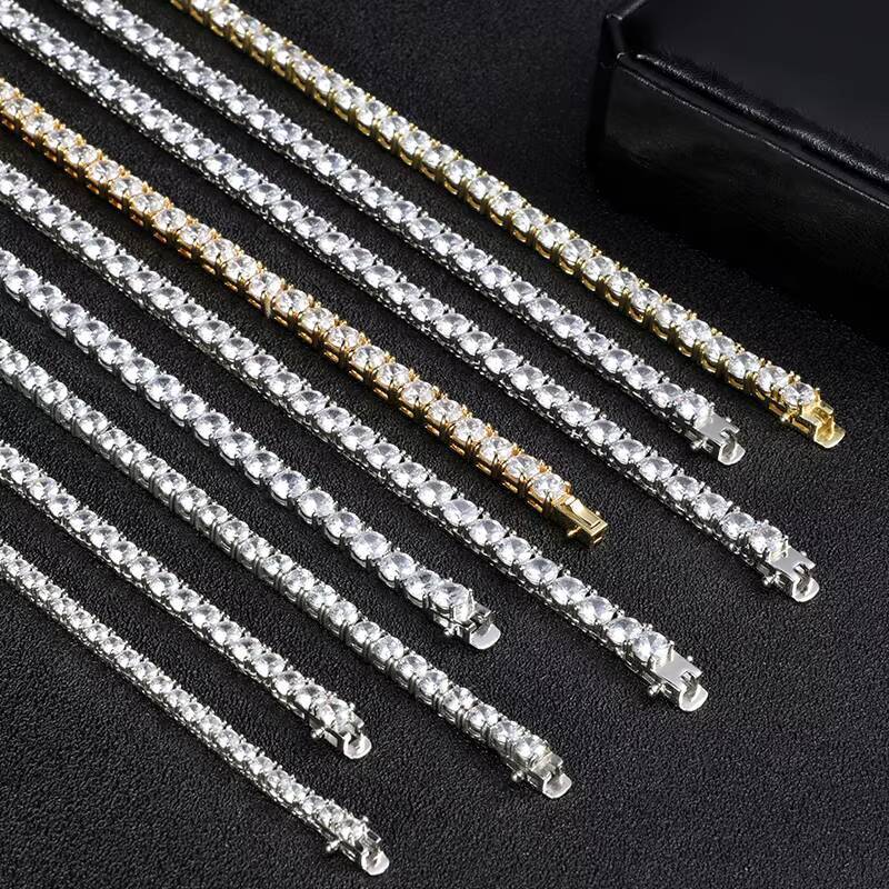 Fine Jewelry Hip Hop 925 Sterling Silver VVS Moissanite Diamond Cluster Iced Out Tennis Chain Bracelet Necklace for Men Women