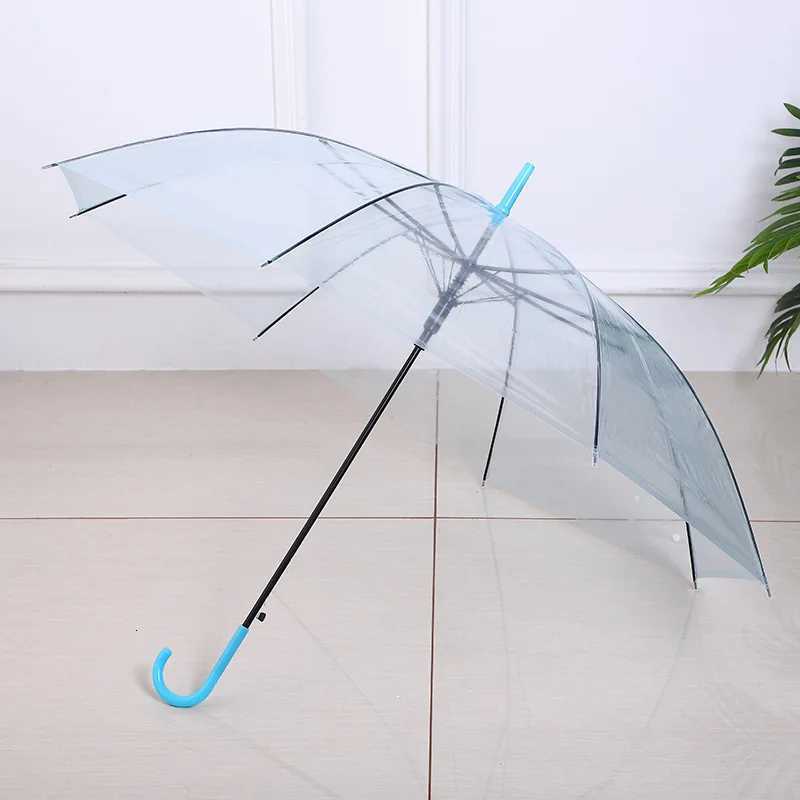 Long handle transparent umbrella Rainbow umbrella Student Children Adult colorful straight 8-bone umbrellaM251122