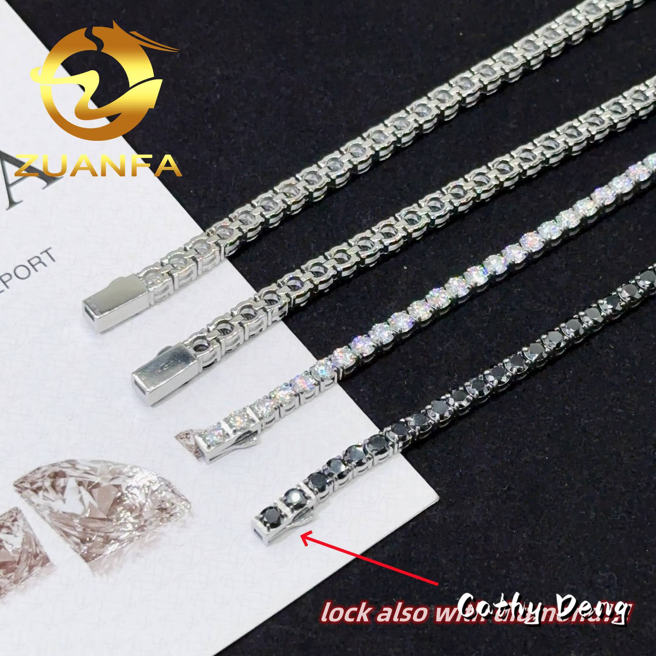 4mm 5mm Never Fade Black Moissanite Diamond Stainless Steel Tennis Chain Bracelet Hip Hop Moissanite Tennis Bracelet