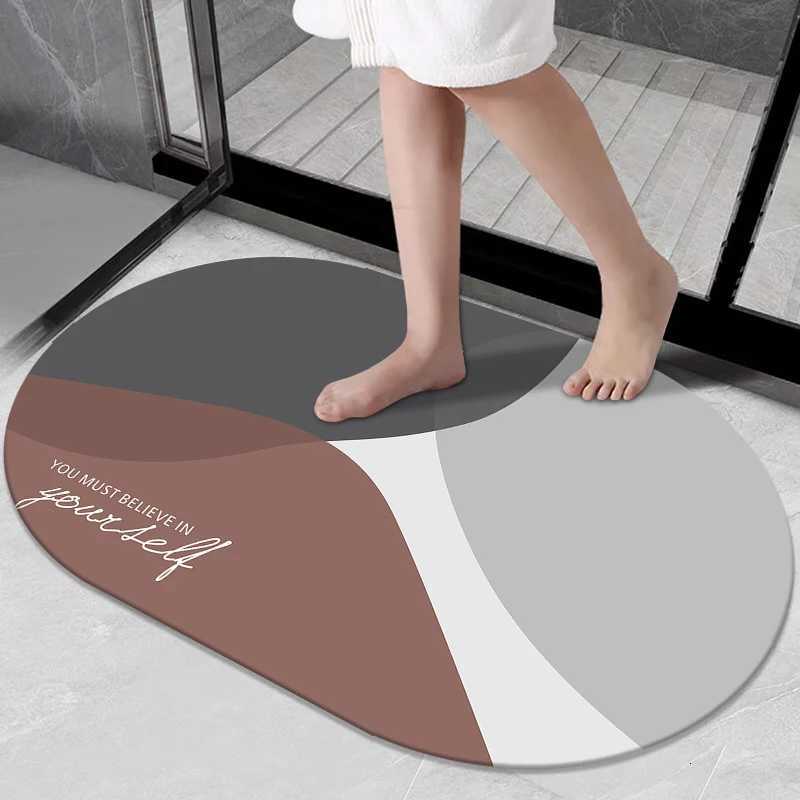 Hard diatom luxury quick-drying floor mat bathroom door water absorption non-slip foot mat toilet small carpetM251122