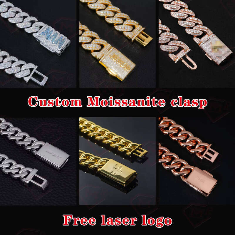 Rose Gold Moissanite Passes Tester Vvs Ice Sier Miami Cuban Chain