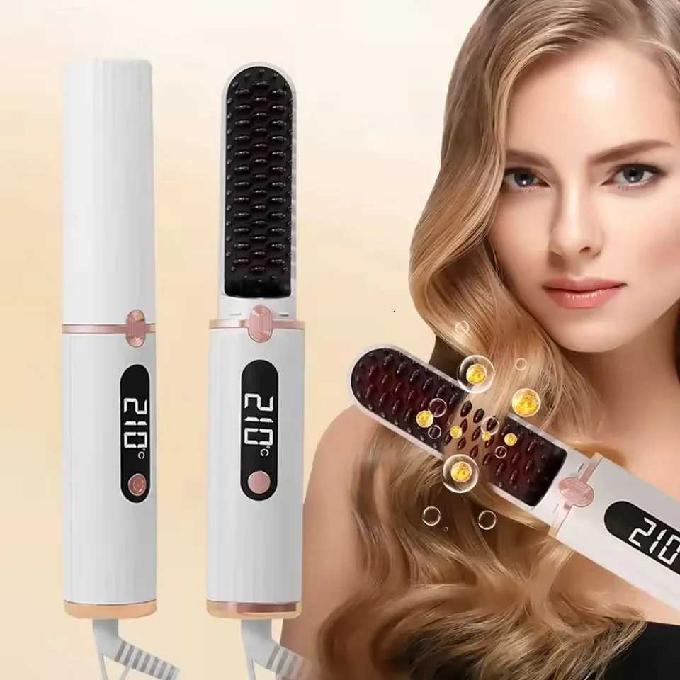 Straight Hair Comb Electric LCD Ceramic Heating Portable Negative Ion Styling Tool 4 Temp Settings 140-200 Straightening CombT251122