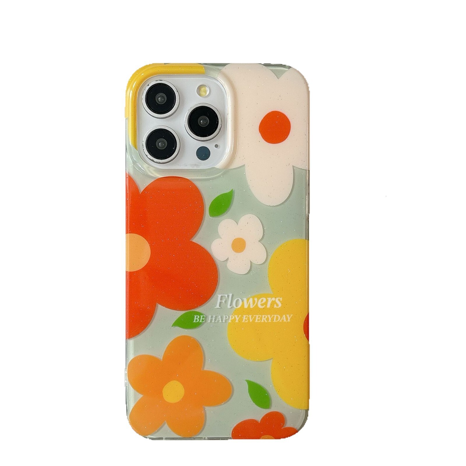 ins Oil Painting Colorful Flowers Phone Case Compatible with iPhone 16/15 Pro Max Glitter Shockproof Protective Case