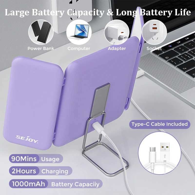 SEJOY Makeup Mirror with Lights 1X 3X 7X Magnifying Mirror Touch Control Trifold Makeup Mirror Portable LED Makeup Mirror M251122