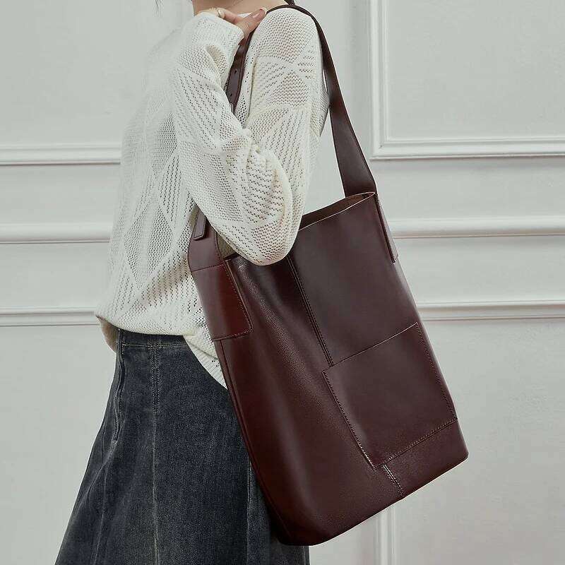 Toptrends Cowhide Genuine Leather Large Hobo Shoulder Bags For Women 2025 Luxury Designer Bucket Totes Shopping Ladies Handbags