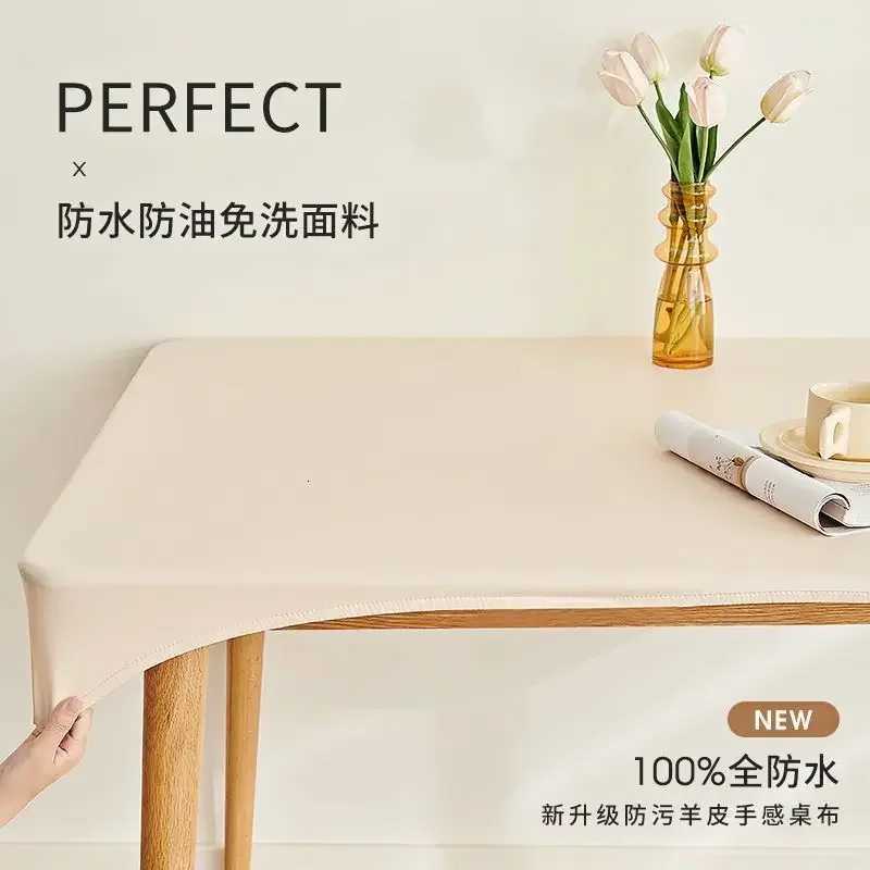90 x 180cm Leather surface Waterproof Oil-proof Tablecloth Cover for Dining Table Square Surround Table Mat Elastic Protection C251122