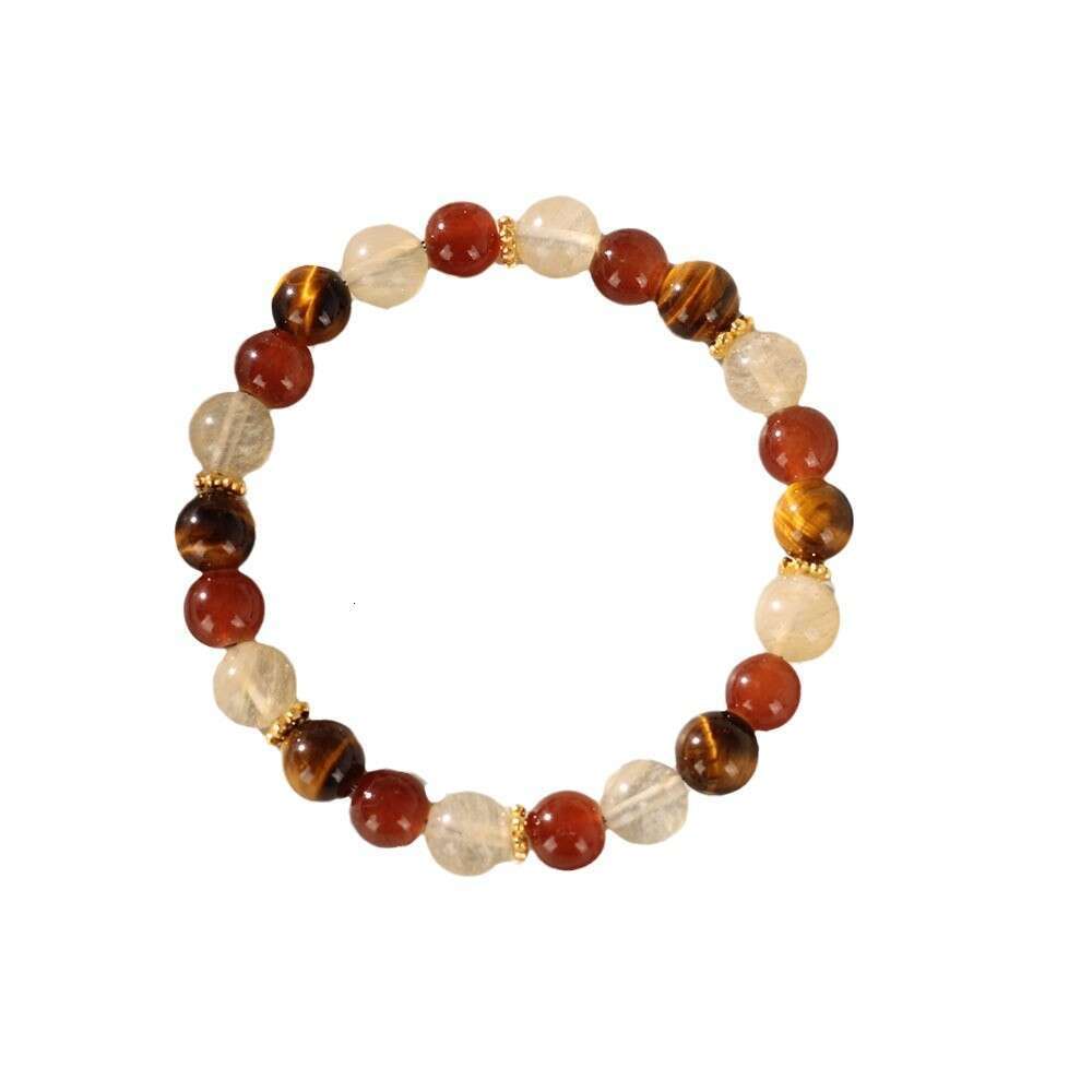 Temu Natural Stone Wealth Sports Tiger Eye Red Agate Bracelet Suitable Gift for Men and Women
