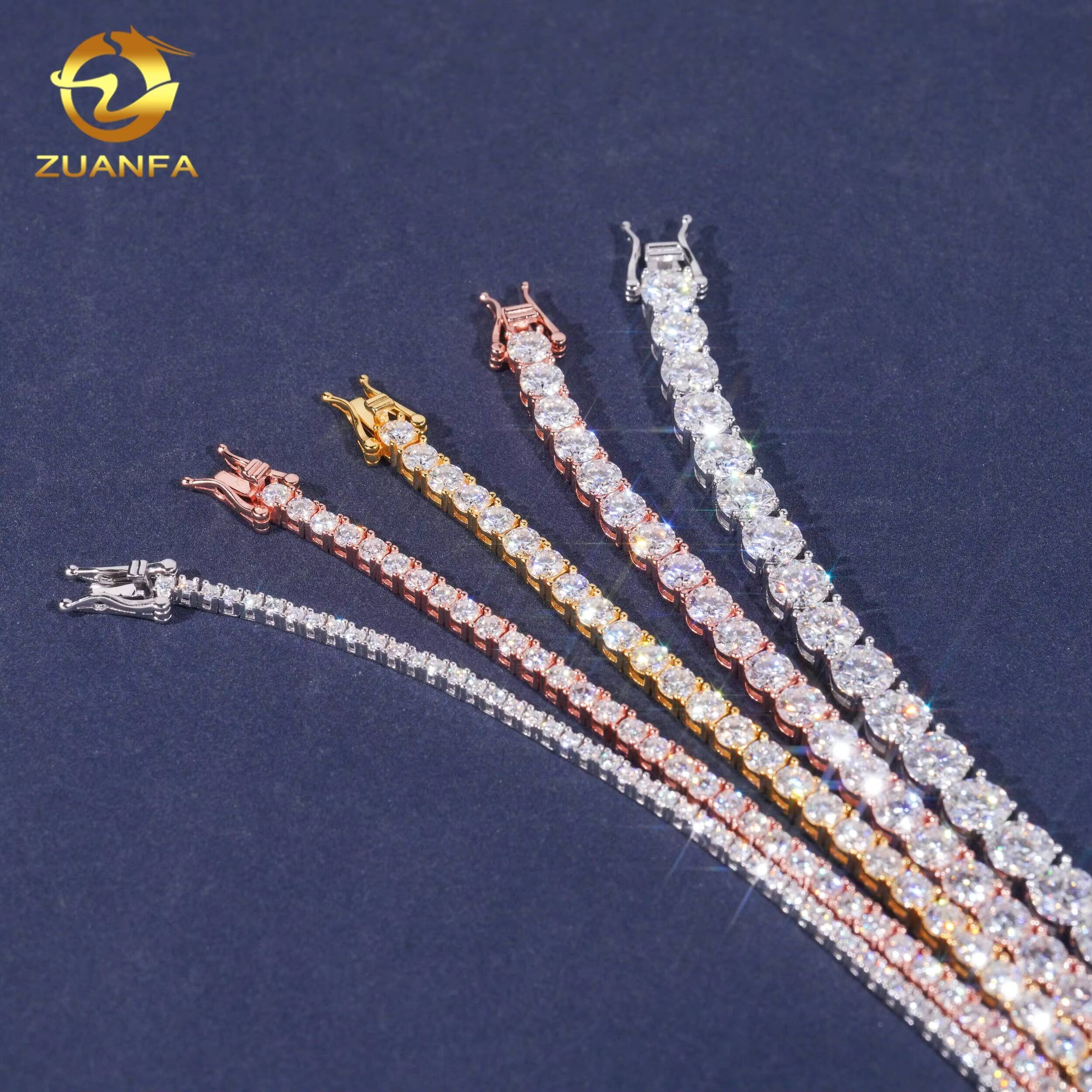 Luxury Hip Hop Fine Jewelry VVS Moissanite Diamond Sterling Silver 925 Fashion Tennis Chain Bracelet