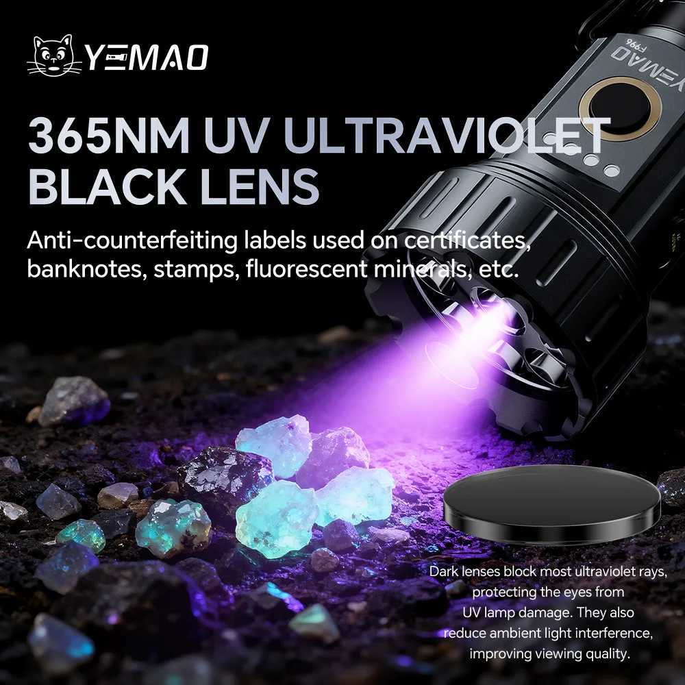 YM-F996 Six-Color Light Source 2000LM Handheld Flashlights with Clip Magnetic Rechargeable Torch For Outdoor Camping UV Light C251122