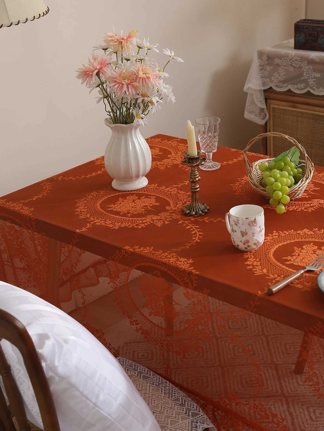 Rectangular Lace Tablecloth Vintage Table Cloth Wedding Kitchen Dining Coffee Table Cover Birthday Party Decor C251122